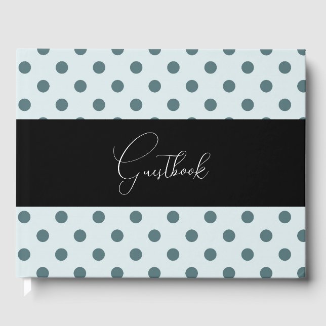 Libro De Visitas Boda Retro Polkadots verde azulado (Anverso)