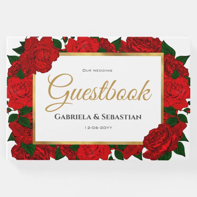 Libro De Visitas Boda Romantic Red Roses (Anverso)