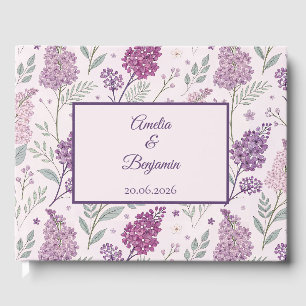 Libro De Visitas Boda Romántica de Jardín de Lilas Vintage