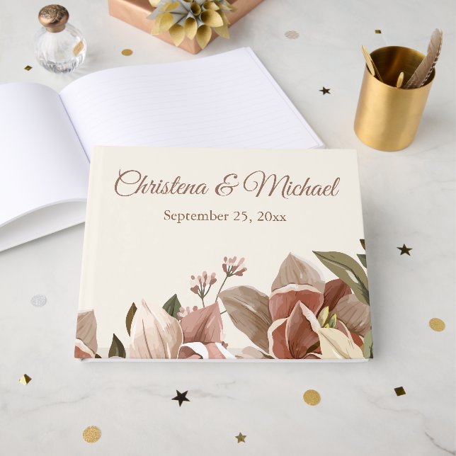 Libro De Visitas Boda Romántica Polvorienta Rosa (Anverso Abierto)