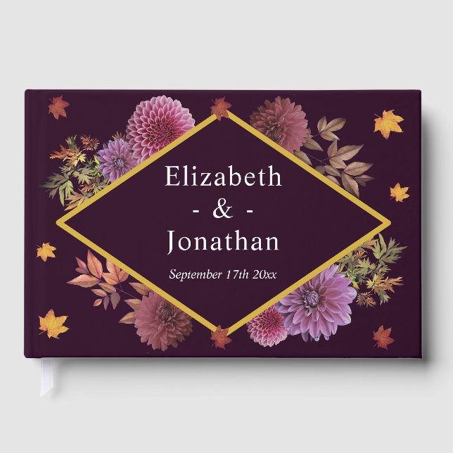 Libro De Visitas Boda romántico de otoño en Dahlia (Anverso)