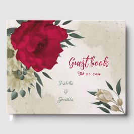 Libro De Visitas boda romántico rojo y amarillo pálido