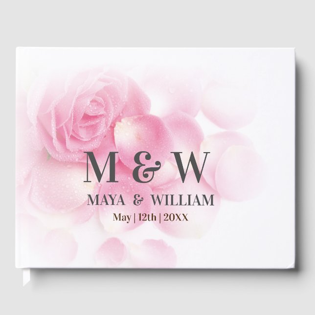Libro De Visitas Boda rosa floral (Anverso)