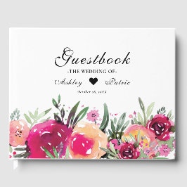 Libro De Visitas Boda rosa floral acuarela