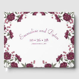 Libro De Visitas Boda Rosa Granate