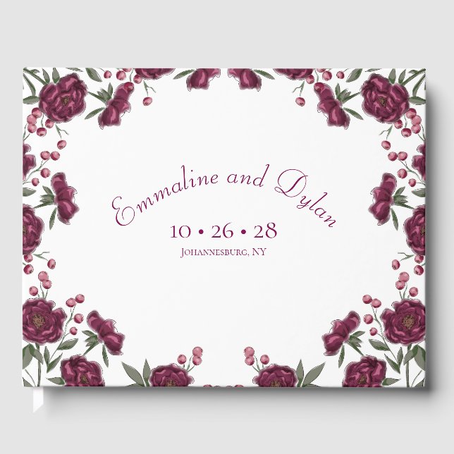 Libro De Visitas Boda Rosa Granate (Anverso)