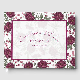 Libro De Visitas Boda Rosa Granate