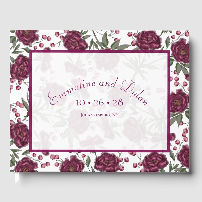 Libro De Visitas Boda Rosa Granate (Anverso)