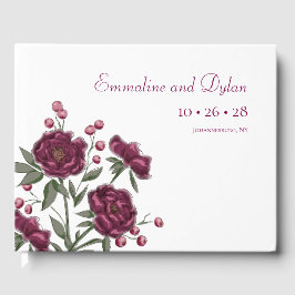 Libro De Visitas Boda Rosa Granate