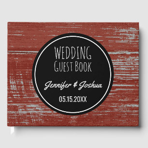 Libro De Visitas Boda ruso   Madera de granero rojo