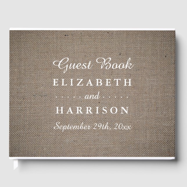 Libro De Visitas Boda Rustic Burlap (Anverso)