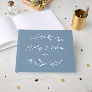Libro De Visitas Boda Rustic Elegy Dusty Blue Wildflowers