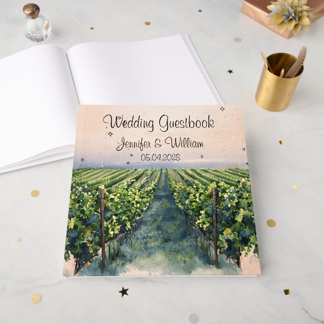 Libro De Visitas Boda Rustic Vineyard Destination Italy (Anverso Abierto)