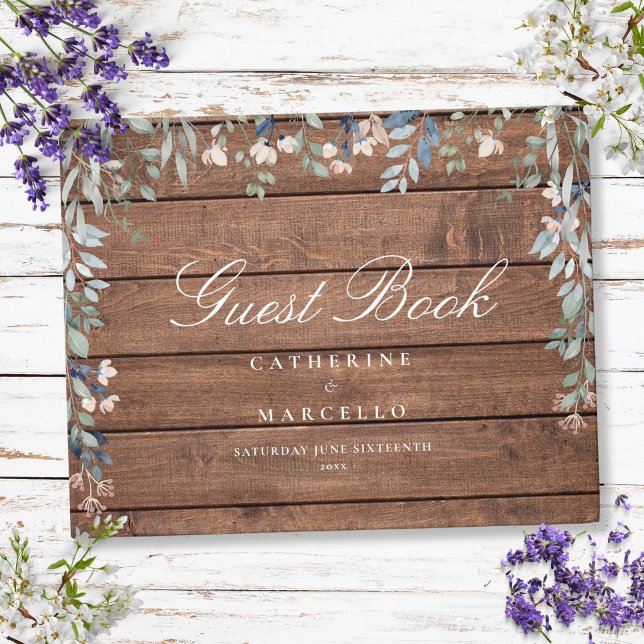 Libro De Visitas Boda Rustic Wood Floral Wildflowers (Rustic Wood Floral Wildflowers Wedding Guest Book)