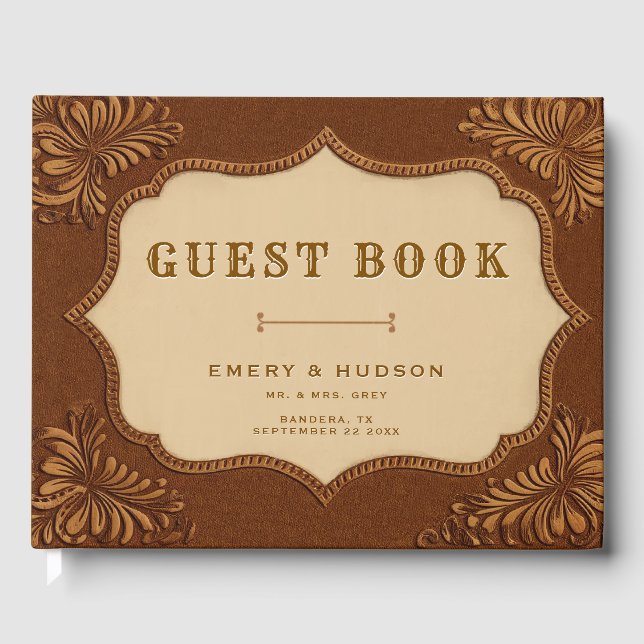 Libro De Visitas Boda rústica de terracota elegante con herramienta (Anverso)
