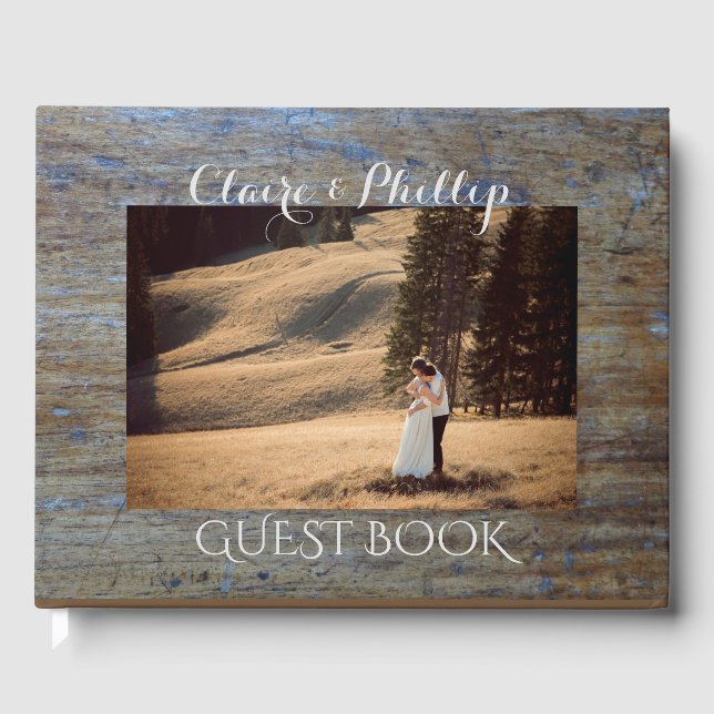 Libro De Visitas Boda rústica por campo | Foto personalizada (Anverso)