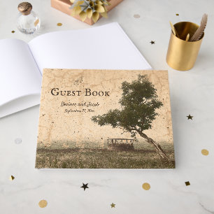 Libro De Visitas Boda rústica vintage antigua árbol país