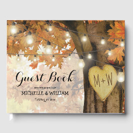 Libro De Visitas Boda Rústico Caída del Árbol de Otoño Twinkle Luz
