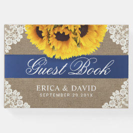 Libro De Visitas Boda Rústico De Cinta Azul De Giro