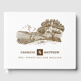 Libro De Visitas Boda Rústico de dibujo agrícola