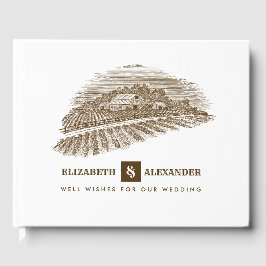 Libro De Visitas Boda Rústico de dibujo agrícola