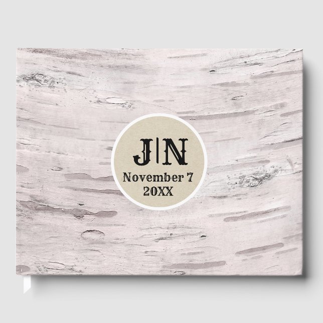 Libro De Visitas Boda Rústico de granero de madera de árbol de aves (Anverso)