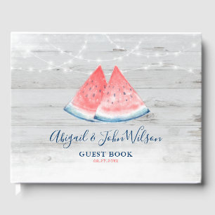 Libro De Visitas Boda Rústico de la sandía de la madera en el campo