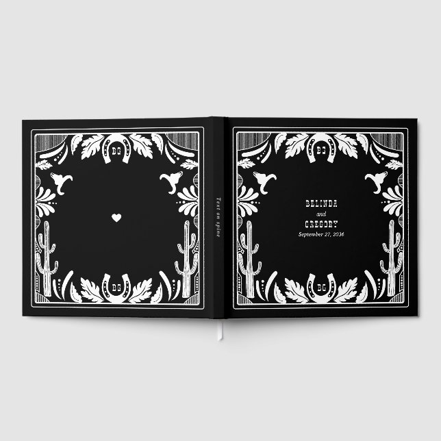 Libro De Visitas Boda rústico de vaqueros de países occidentales (Lleno)