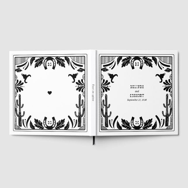 Libro De Visitas Boda rústico de vaqueros de países occidentales (Lleno)