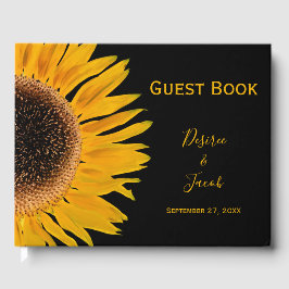 Libro De Visitas Boda Rústico Elegante De Girasol Negro Amarillo