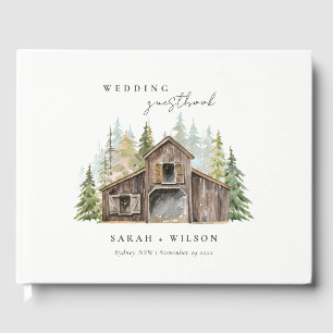 Libro De Visitas Boda Rústico Elegante del Bosque Pine Woods