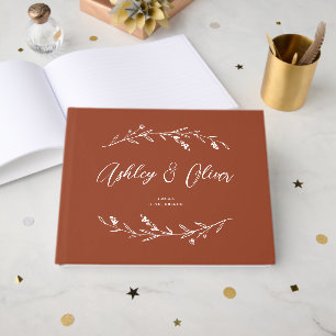 Libro De Visitas Boda Rústico Elegante Terracota Wildflowers
