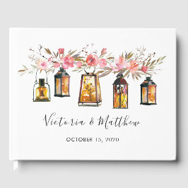 Libro De Visitas Boda Rústico Floral Lantern