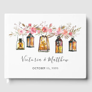Libro De Visitas Boda Rústico Floral Lantern