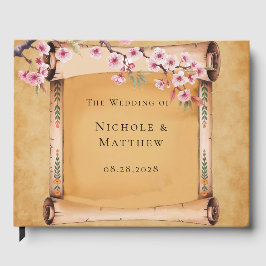 Libro De Visitas Boda Rústico Floral Scroll Blossom