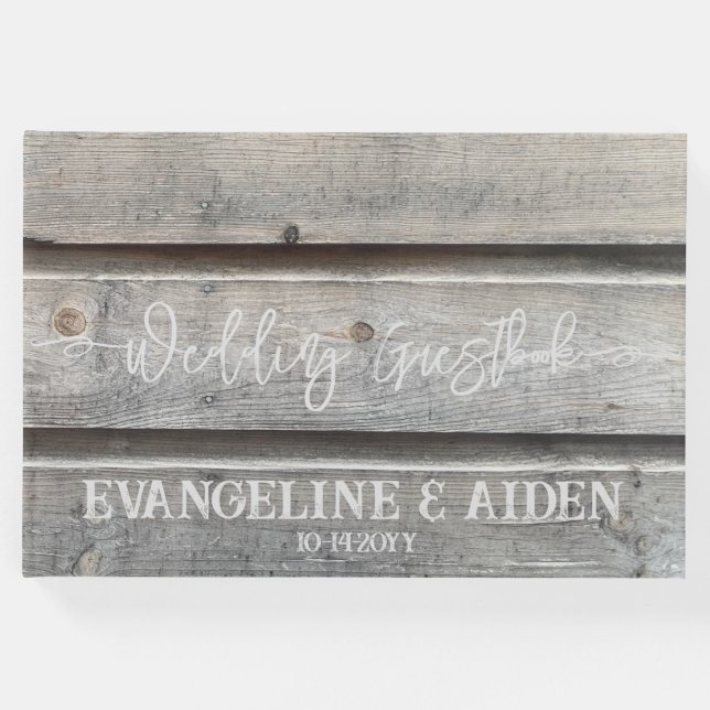 Libro De Visitas Boda Rústico Moda Gray Barnwood (Anverso)