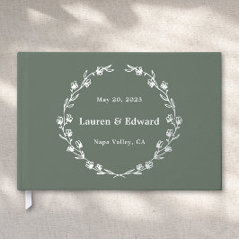 Libro De Visitas Boda Rústico Sage Green Floral Wreath