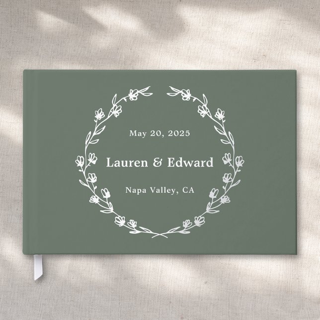 Libro De Visitas Boda Rústico Sage Green Floral Wreath (Subido por el creador)