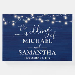 Libro De Visitas Boda Rústico Sencillo Elegante Madera Azul