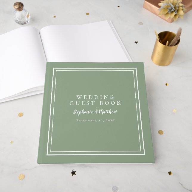 Libro De Visitas Boda Sage Green Elegant Book (Anverso Abierto)