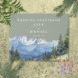 Libro De Visitas Boda Sage Green Watercolor Mountain