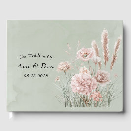 Libro De Visitas Boda Sage Green y Pink Wildflowers