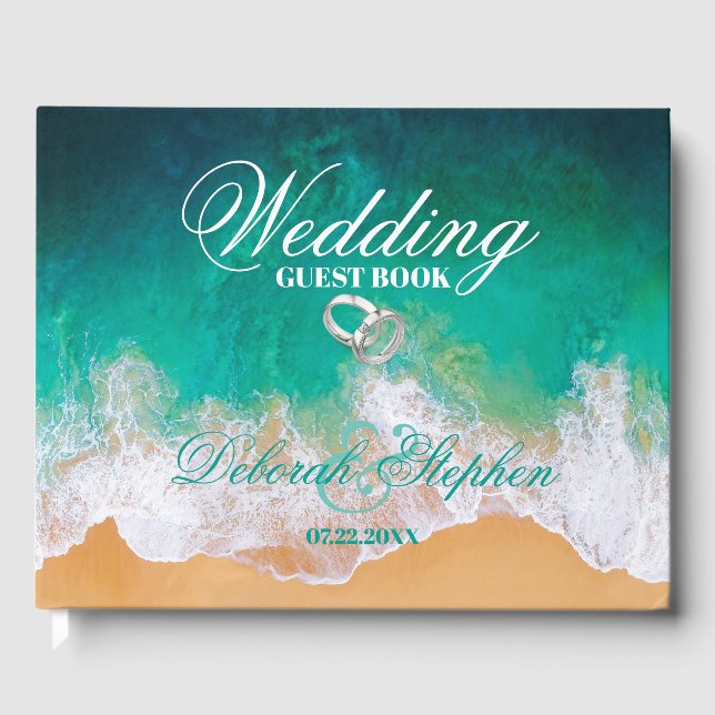 Libro De Visitas Boda Sandy Beach Ocean Waves (Anverso)