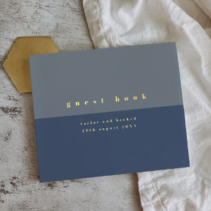 Libro De Visitas Boda sencillo de bloque de color azul turbio y Rel