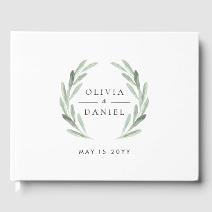 Libro De Visitas Boda simple de color de agua verde ruso