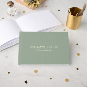 Libro De Visitas Boda Simple Verde Salvia Moderno
