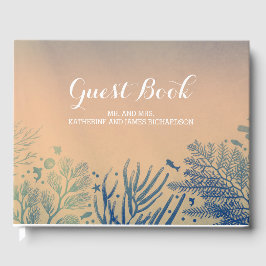 Libro De Visitas Boda subacuático Verde azulado de playa tropical