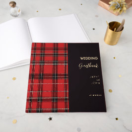 Libro De Visitas Boda Tartán escocés rojo