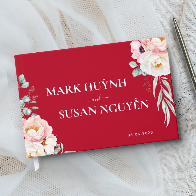 Libro De Visitas Boda Tradicional China Peonía (ROJO) (Subido por el creador)