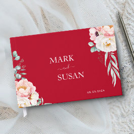 Libro De Visitas Boda Tradicional China Peonía (ROJO)